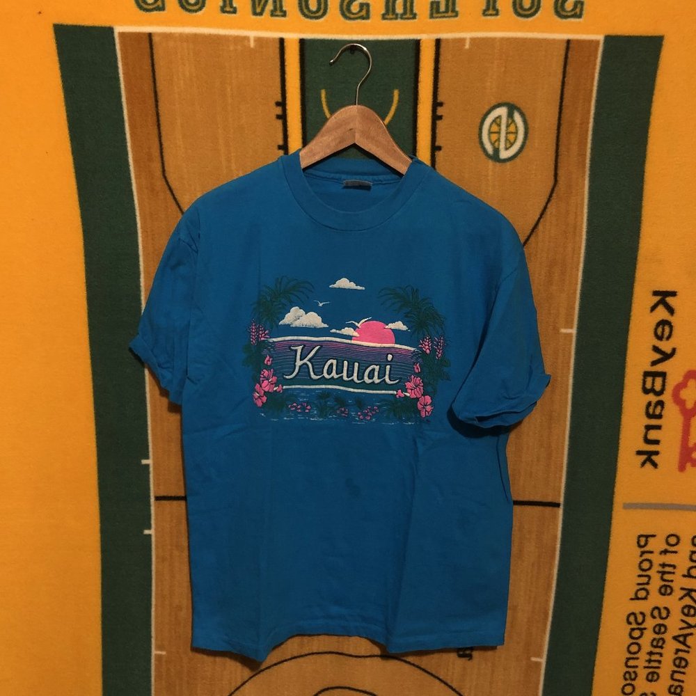 Vintage Hawaii Kauai Mens Shirt Single Stich Blue